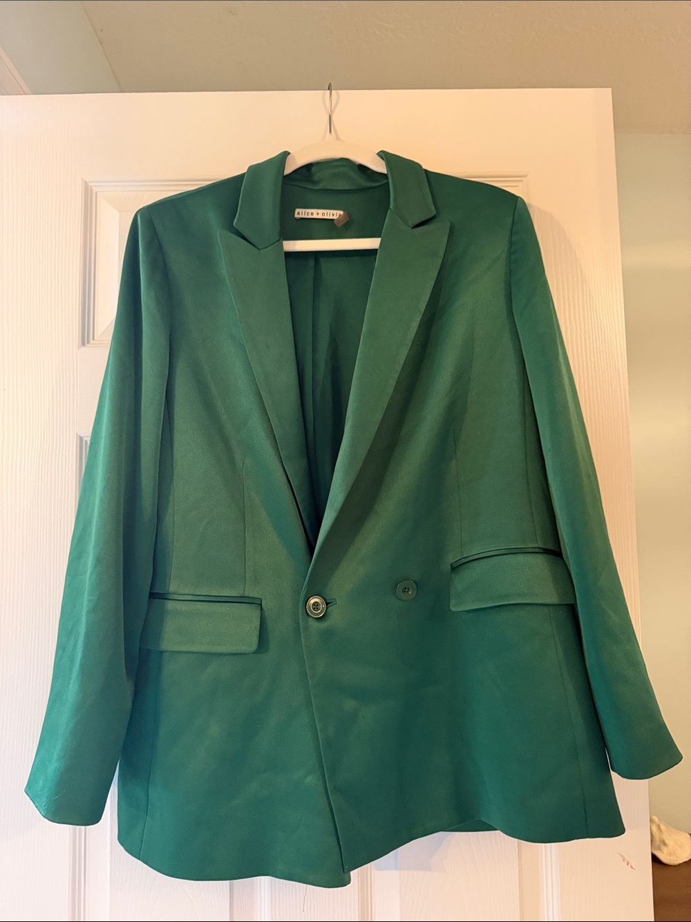 Alice + Olivia Green Double-Breasted Blazer